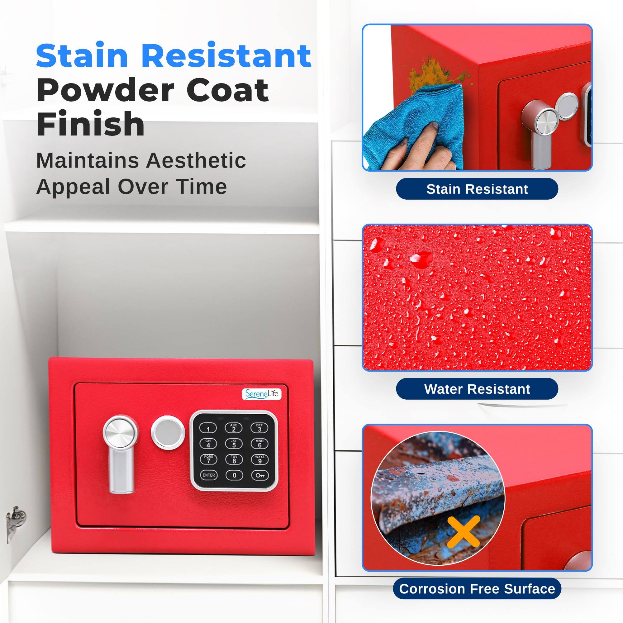 Stain Resistant Powder Coat Finish Maintains Aesthetic Appeal Over Time

Stain Resistant

Water Resistant

Corrosion Free Surface