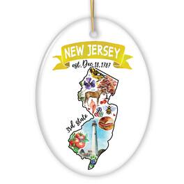 OrnamentallyYou - Artistic New Jersey State Themes and Landmarks Christmas Ornament - Multi-colored