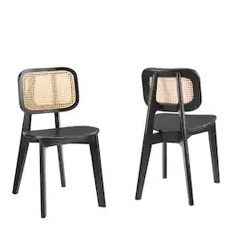Habitat Wood Dining Side Chair Set of 2 by Modway - Black