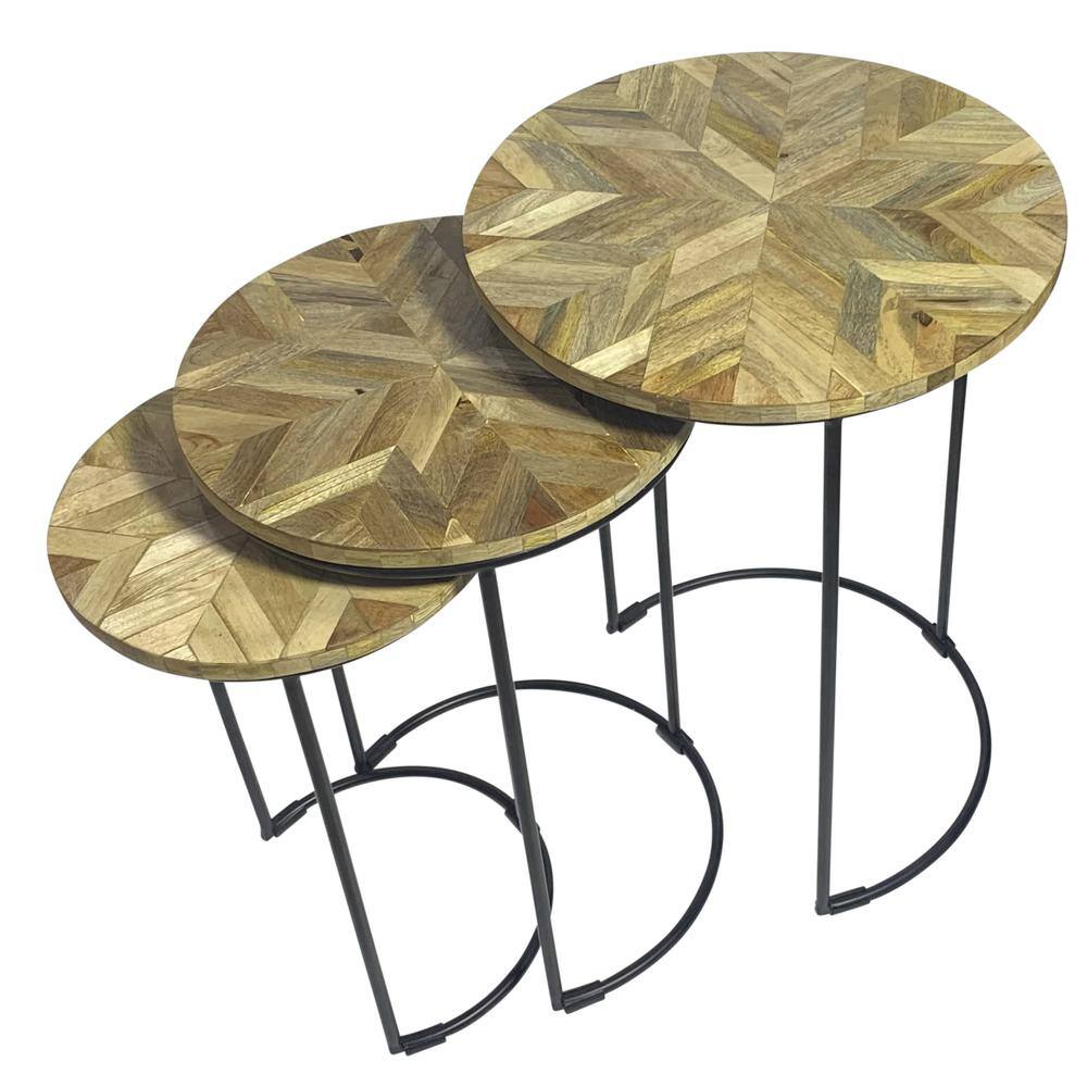 Back. Carolina Chair & Table - Mackintosh Round Nesting Tables - Natural Inlay/Black - Natural Inlay, Black.