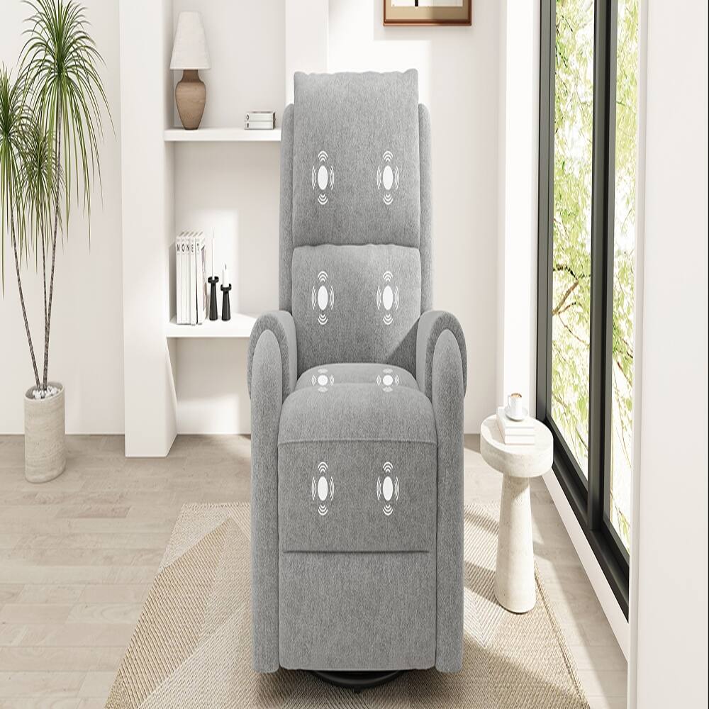 Angle. Ropilly - Ropilly Grey Manual Massage Recliner Nursery Swivel Rocker with Timer - Grey.