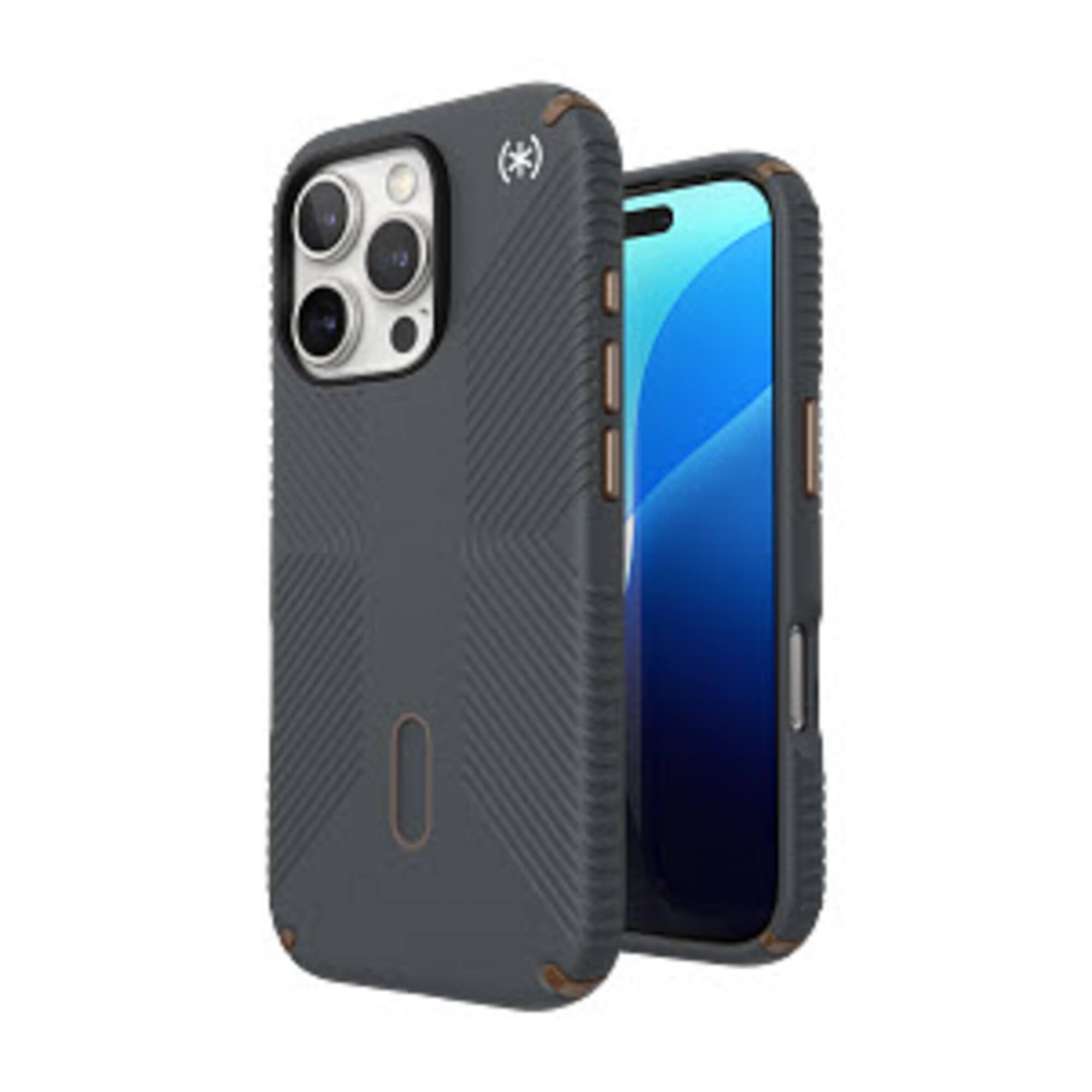 Alt View 2. Speck - Presidio2 Grip ClickLock Case with MagSafe for Apple iPhone 16 Pro - Charcoal Gray.
