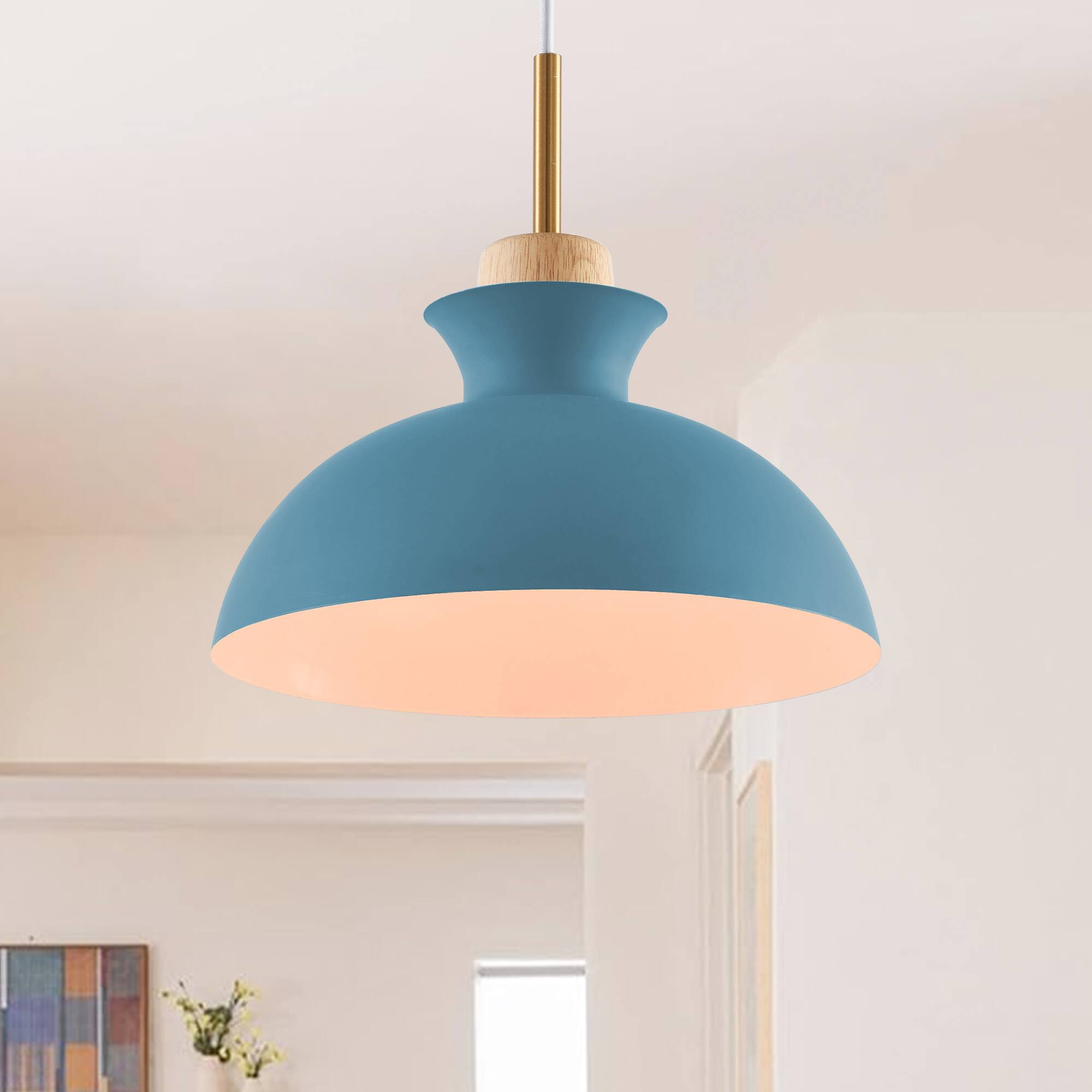 Alt View 1. Parrot Uncle - 1-Light Modern Blue Hanging Pendant Light - Blue.