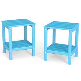FODINGHILL - Adirondack Outdoor Side Table Set of 2, 14x13 Inch, All-Weather HDPE Plastic for Patio & Porch - Arctic