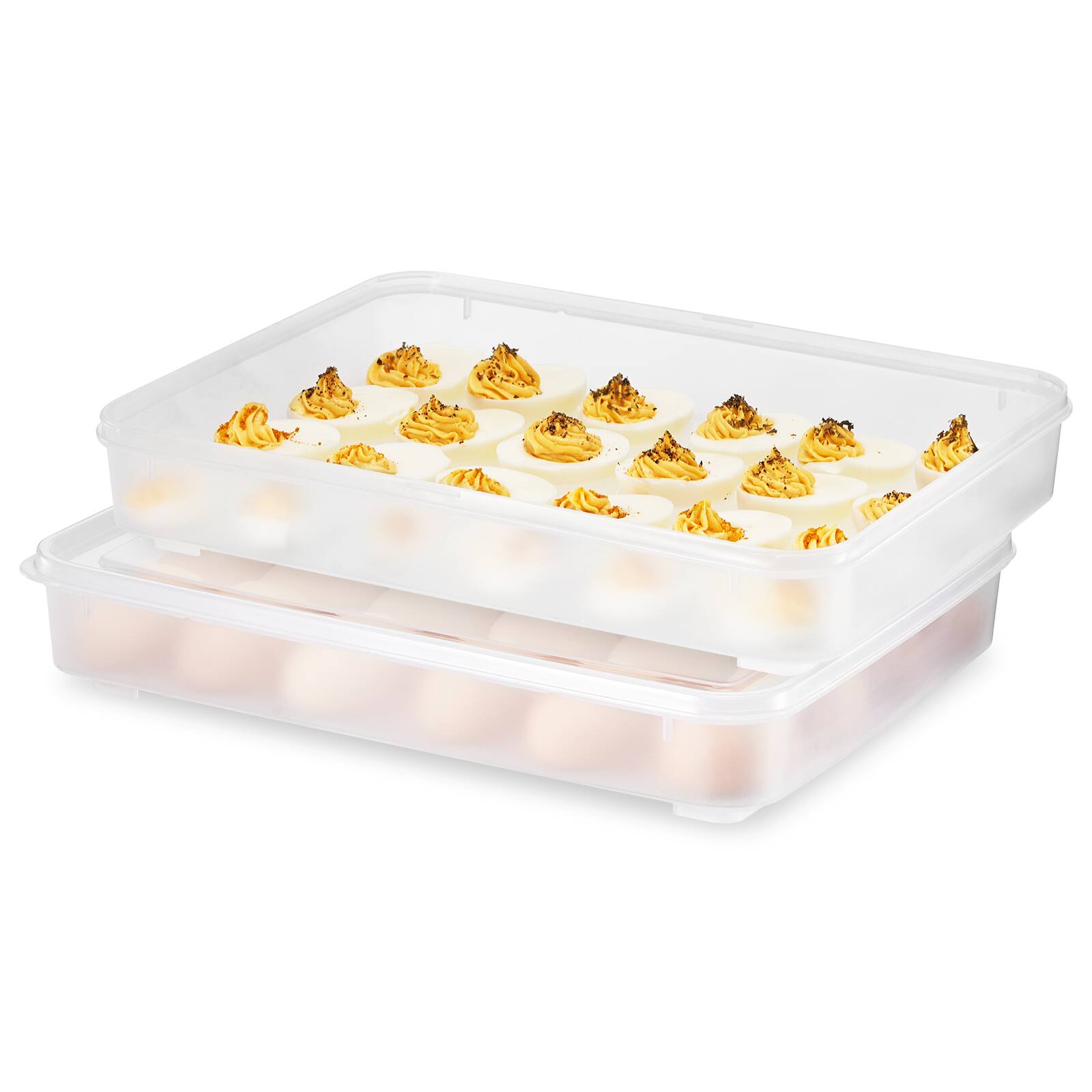 Sorbus - Set of 2 Egg Containers with Lids, Deviled Egg Carrier Tray, Stackable & Portable Dispenser - Clear