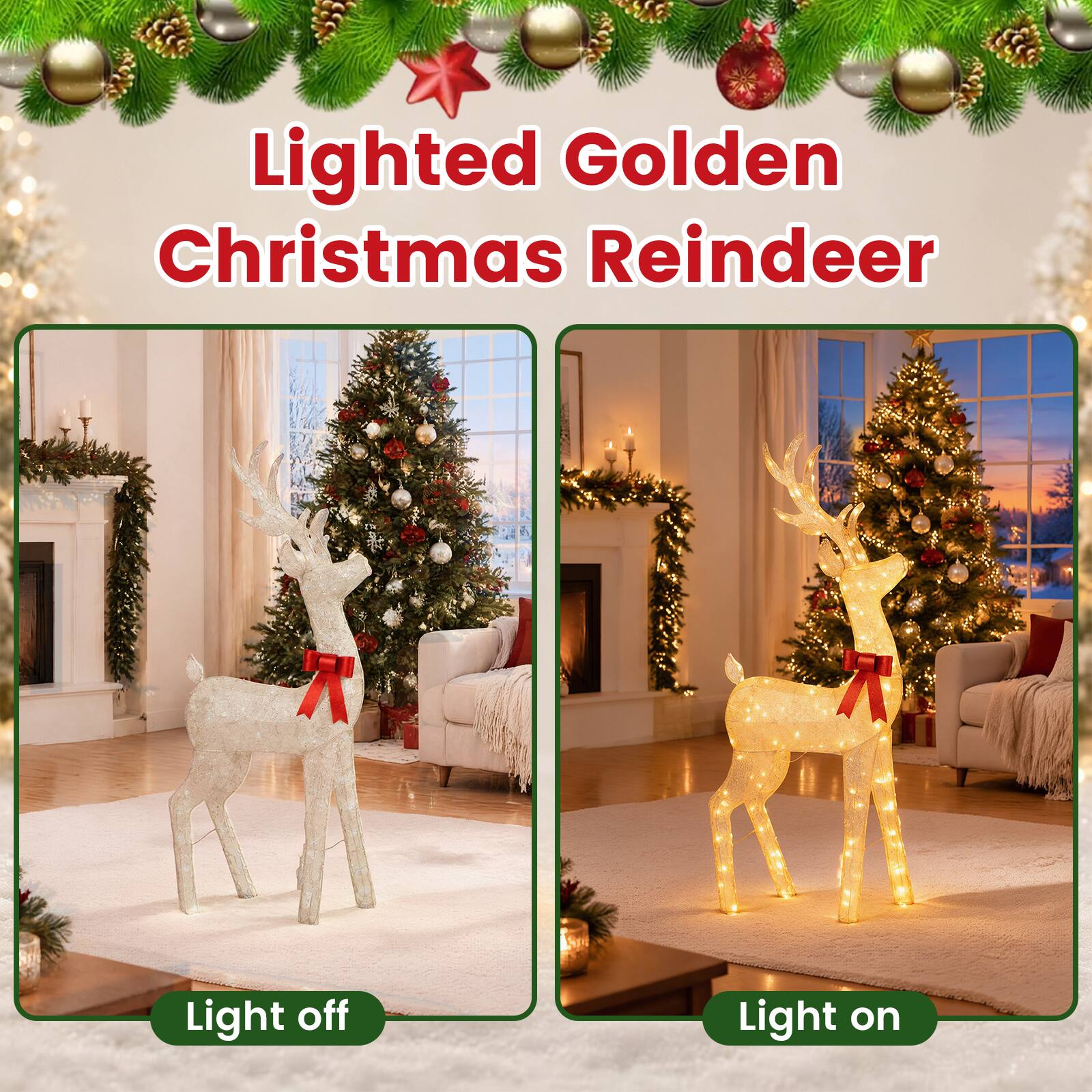 Lighted Golden Christmas Reindeer

Light off

Light on