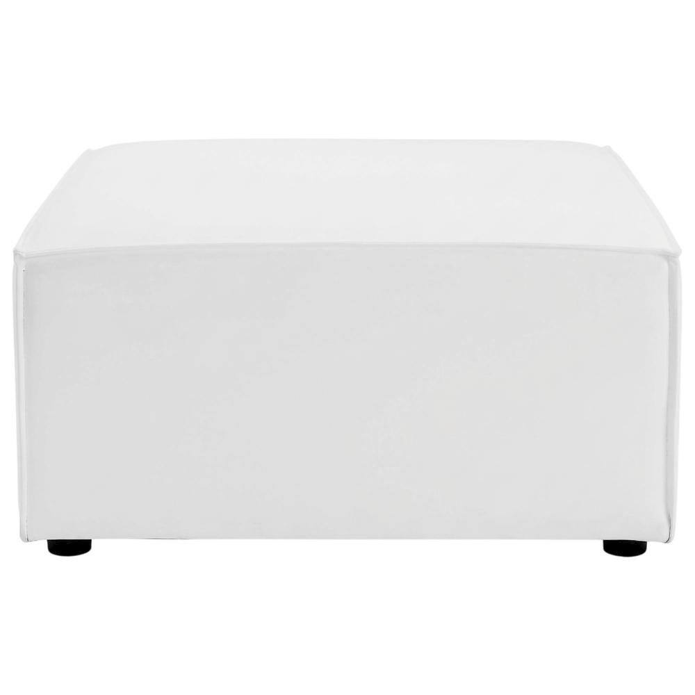 Back. Outdoor Escape - Outdoor Upholstered Sectional Sofa Ottoman for Patio Lounging - White.