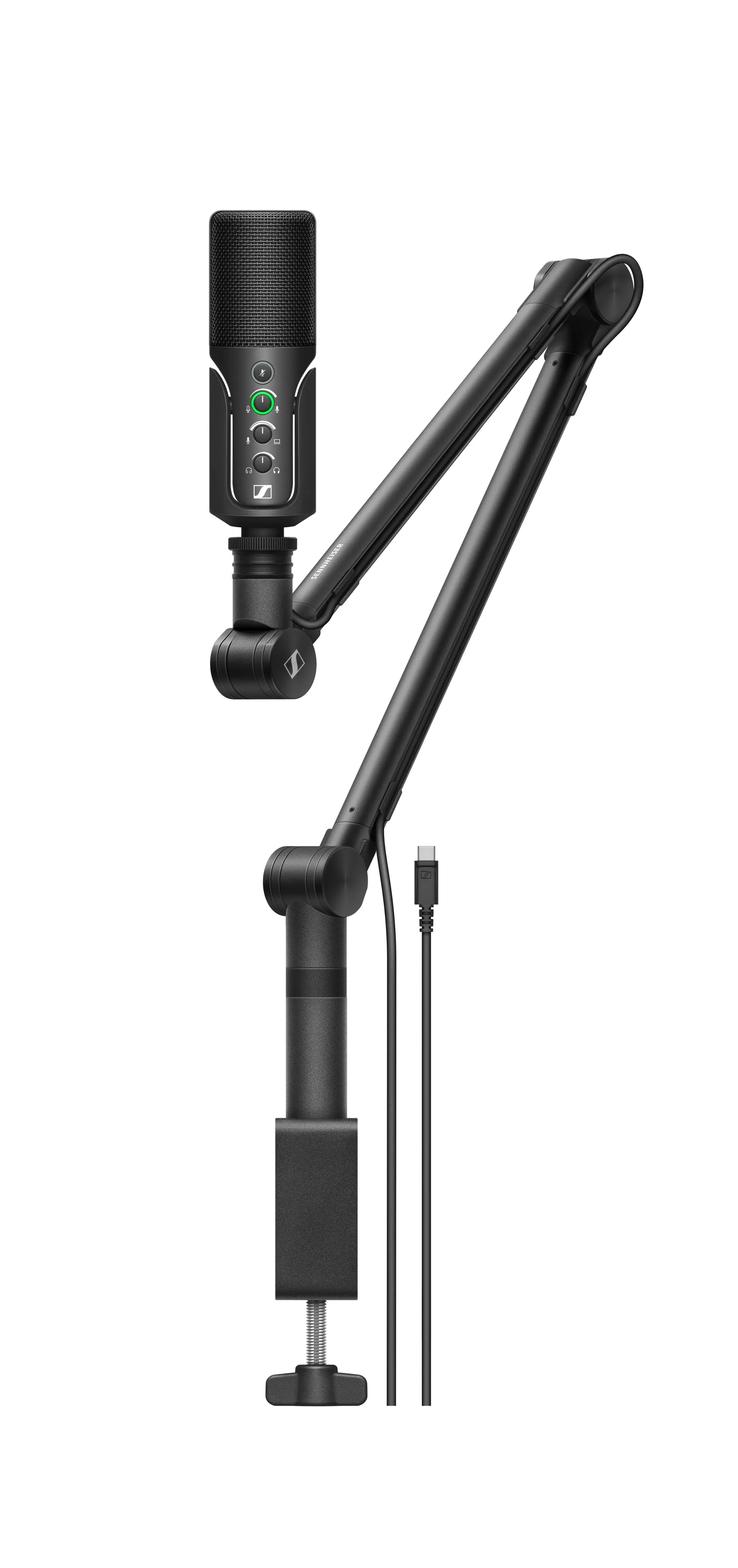 Sennheiser - Profile USB Microphone Streaming Set with Boom Arm, 3 m USB-C Cable & Mic Pouch - Black