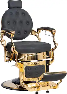 Winado - Vintage Barber Chair Hydraulic Reclining 700lb Capacity Salon Chair Gold Frame - Black/Gold