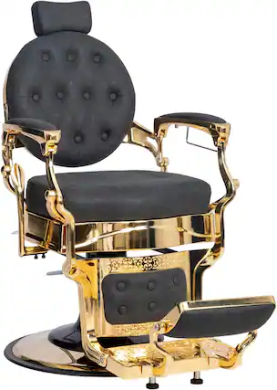 Front. Winado - Vintage Barber Chair Hydraulic Reclining 700lb Capacity Salon Chair Gold Frame - Black & Gold.