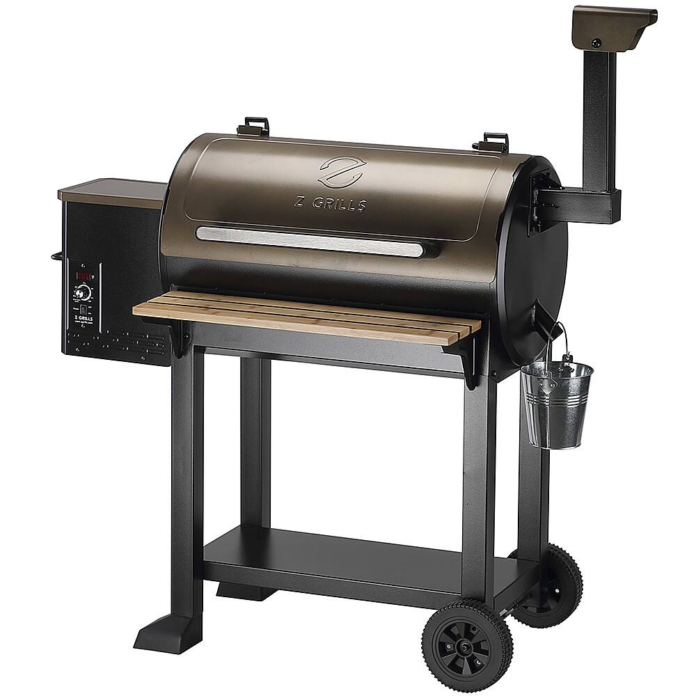 Angle. Z GRILLS - ZPG-500C Wood Pellet Grill and Smoker 573 sq. in. - Bronze.