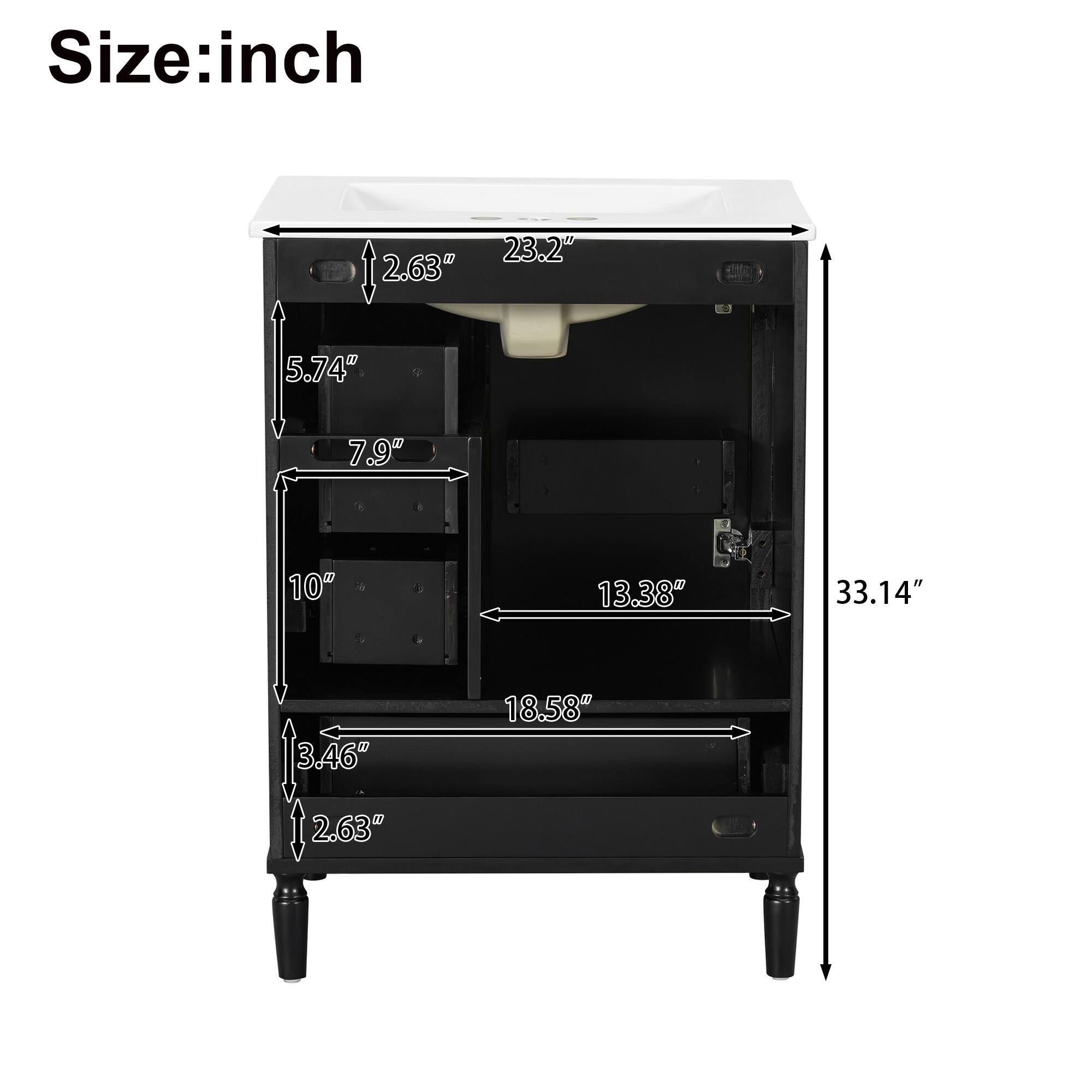 Size: inch  
2.63" 23.2" at 5.74" 7.9" 10" 13.38" 33.14" 3.46" 18.58" 2.63"