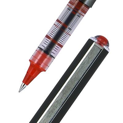 Alt View 1. uni-ball - Vision Rollerball Pen, Micro Point, 0.5mm, Red Ink, 12/Pack - Red Ink.