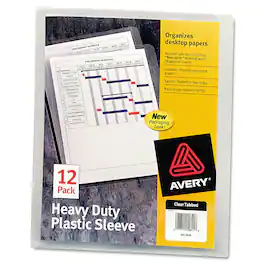 Avery - Heavy-Duty Plastic Sleeves, Letter Size, Clear, 12/pack