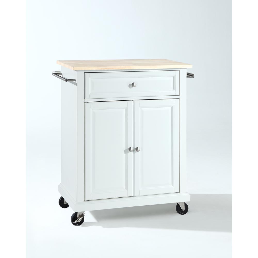 Back. Crosley Furniture - Compact Wood Top Kitchen Cart - White.