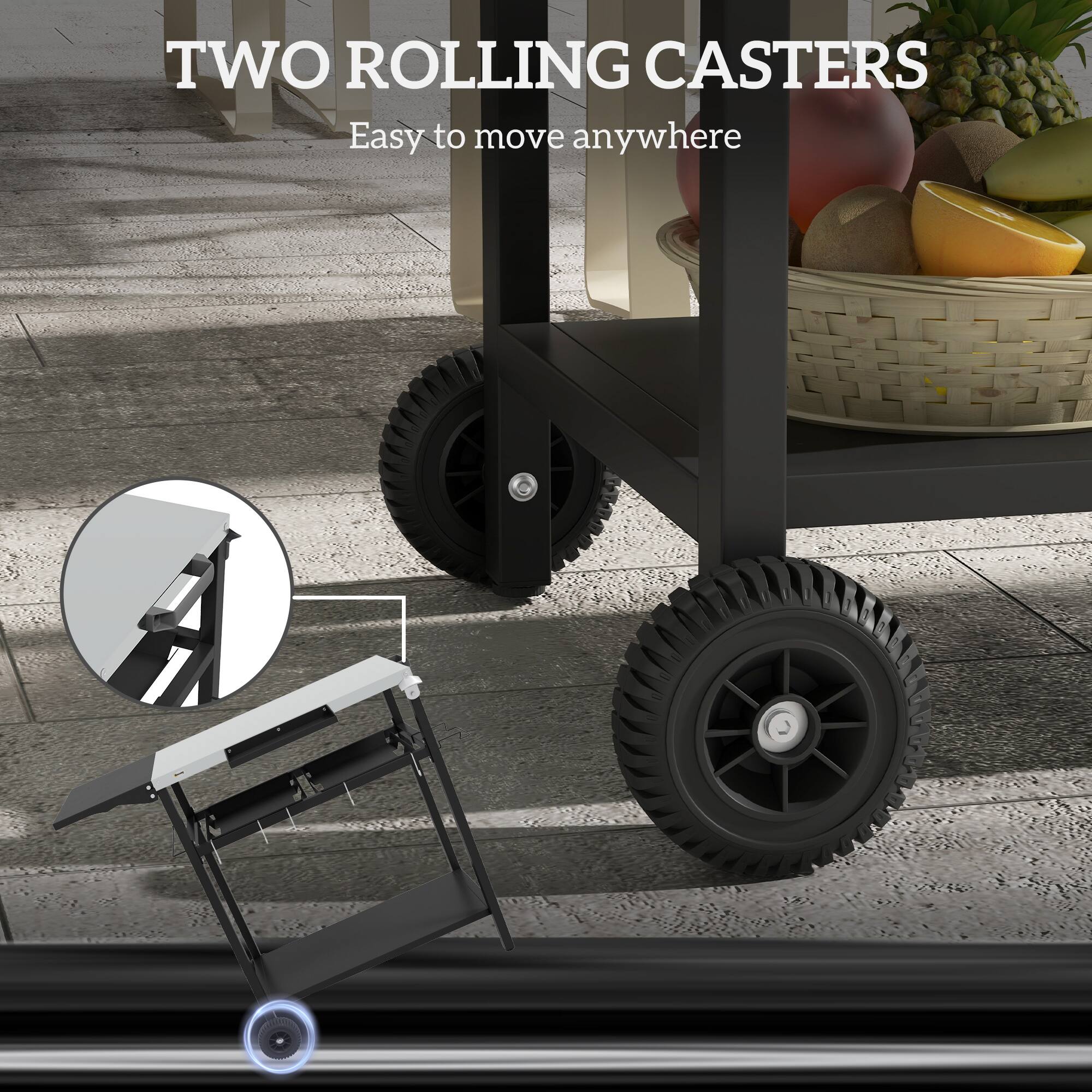 TWO ROLLING CASTERS Easy to move anywhere