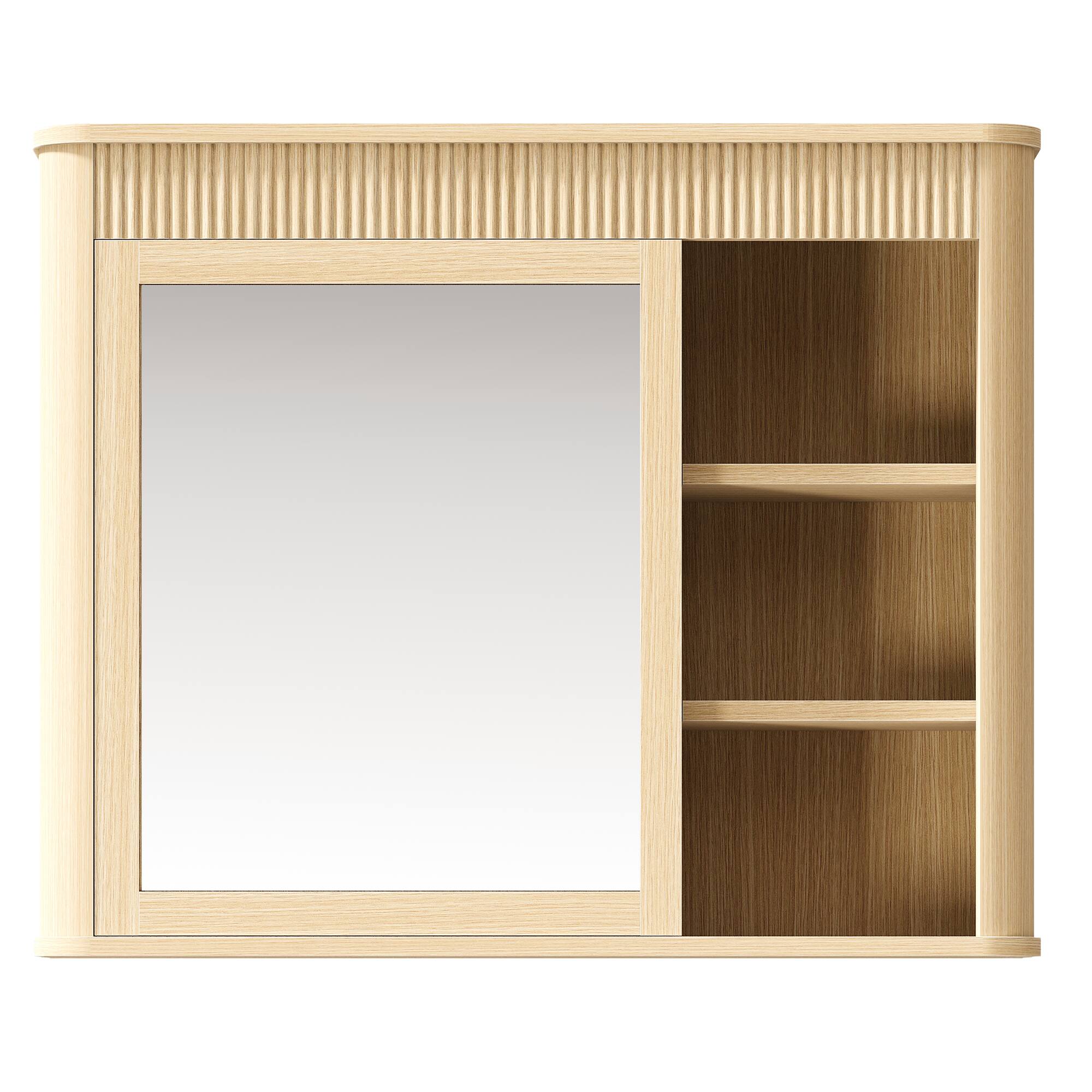 Alt View 5. ModernMate - 29" Modern Wall-Mounted Bathroom Medicine Cabinet with Adjustable Shelves - Natural Oak.