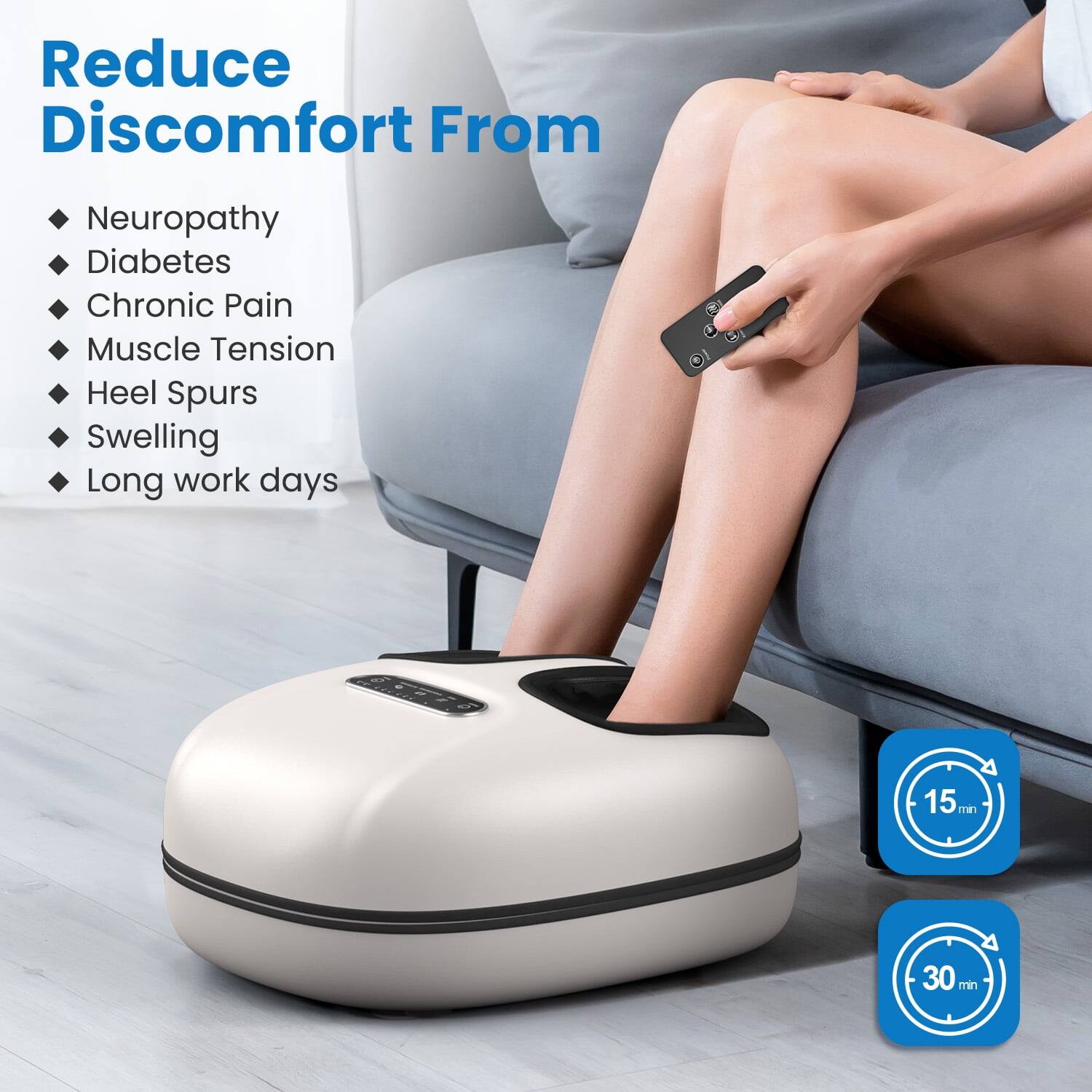 Reduce Discomfort From Neuropathy Diabetes Chronic Pain Muscle Tension Heel Spurs Swelling Long work days

15 min
30 min