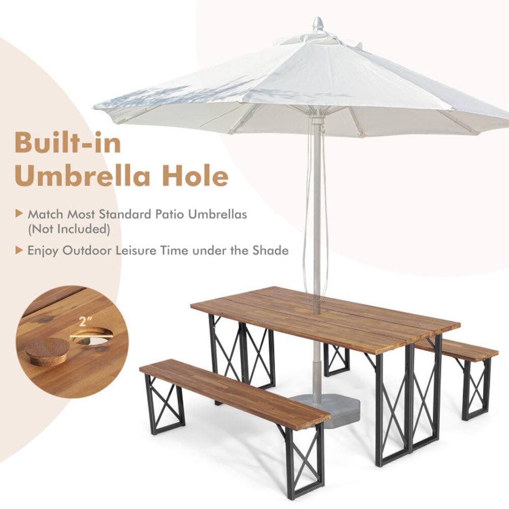 Built-in Umbrella Hole  
Match Most Standard Patio Umbrellas (Not Included)  
Enjoy Outdoor Leisure Time under the Shade  

2"