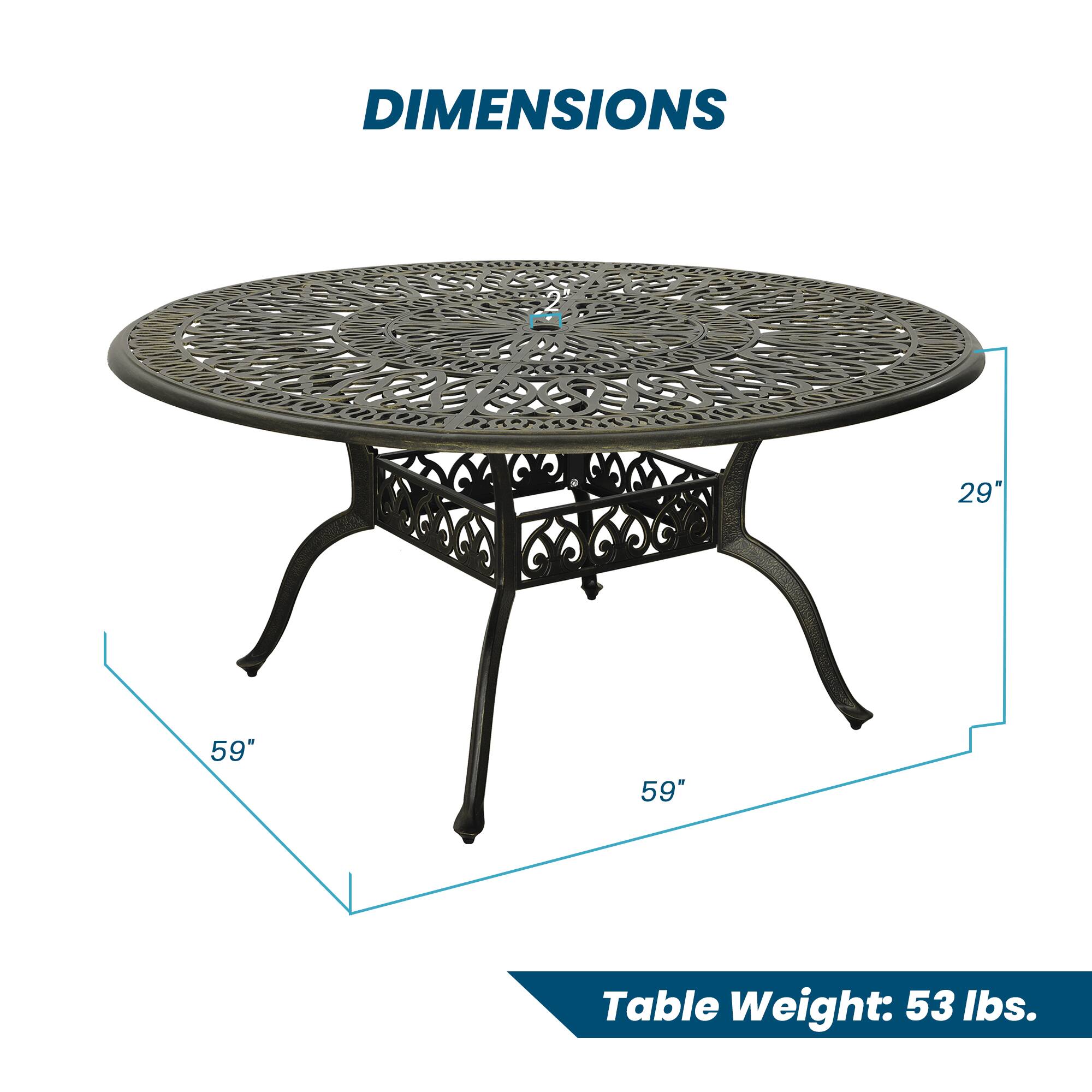 DIMENSIONS  
29" 59" 59"  
Table Weight: 53 lbs.