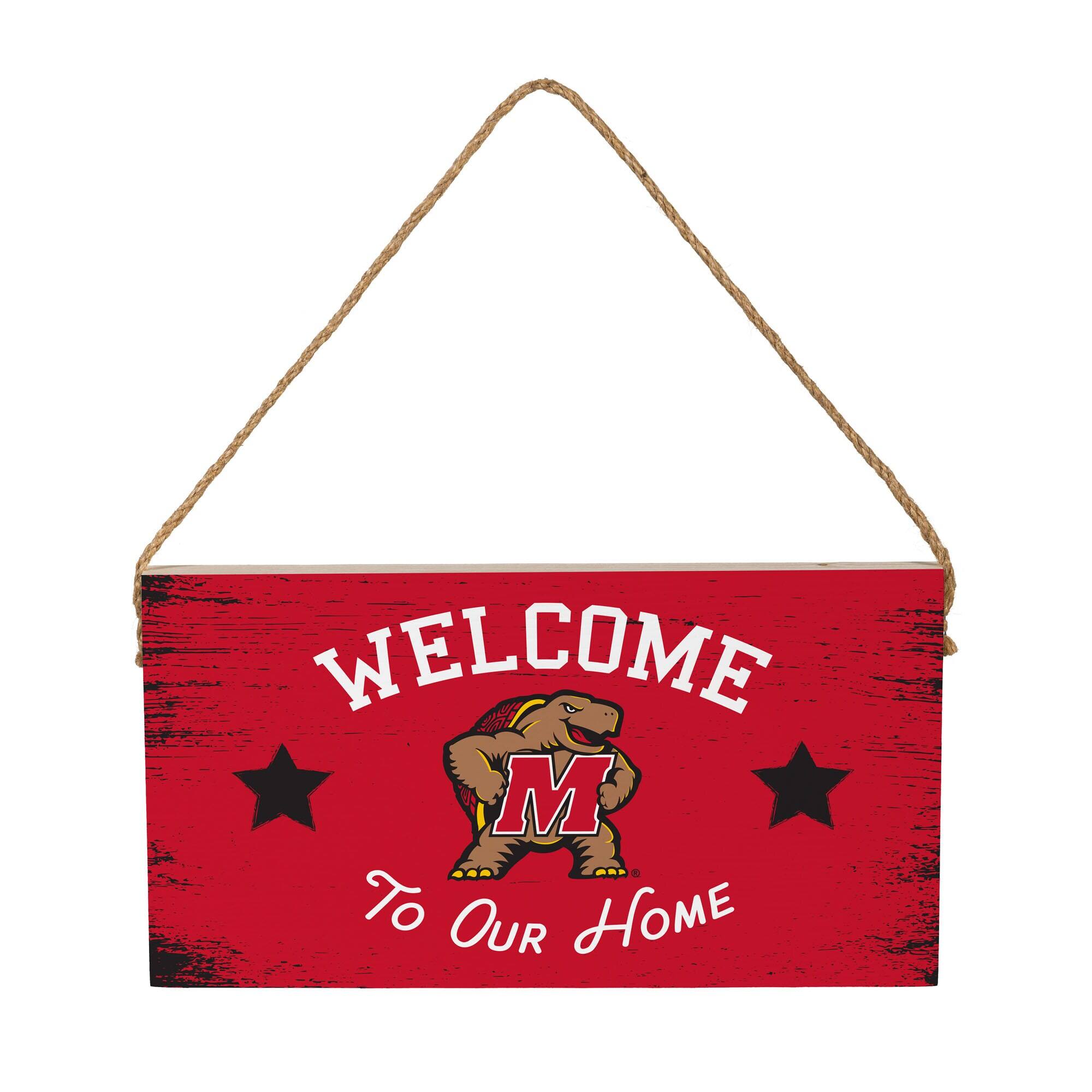Maryland Terrapins 6" x 11" Welcome Home Wood Wall Sign with Rope Hanger