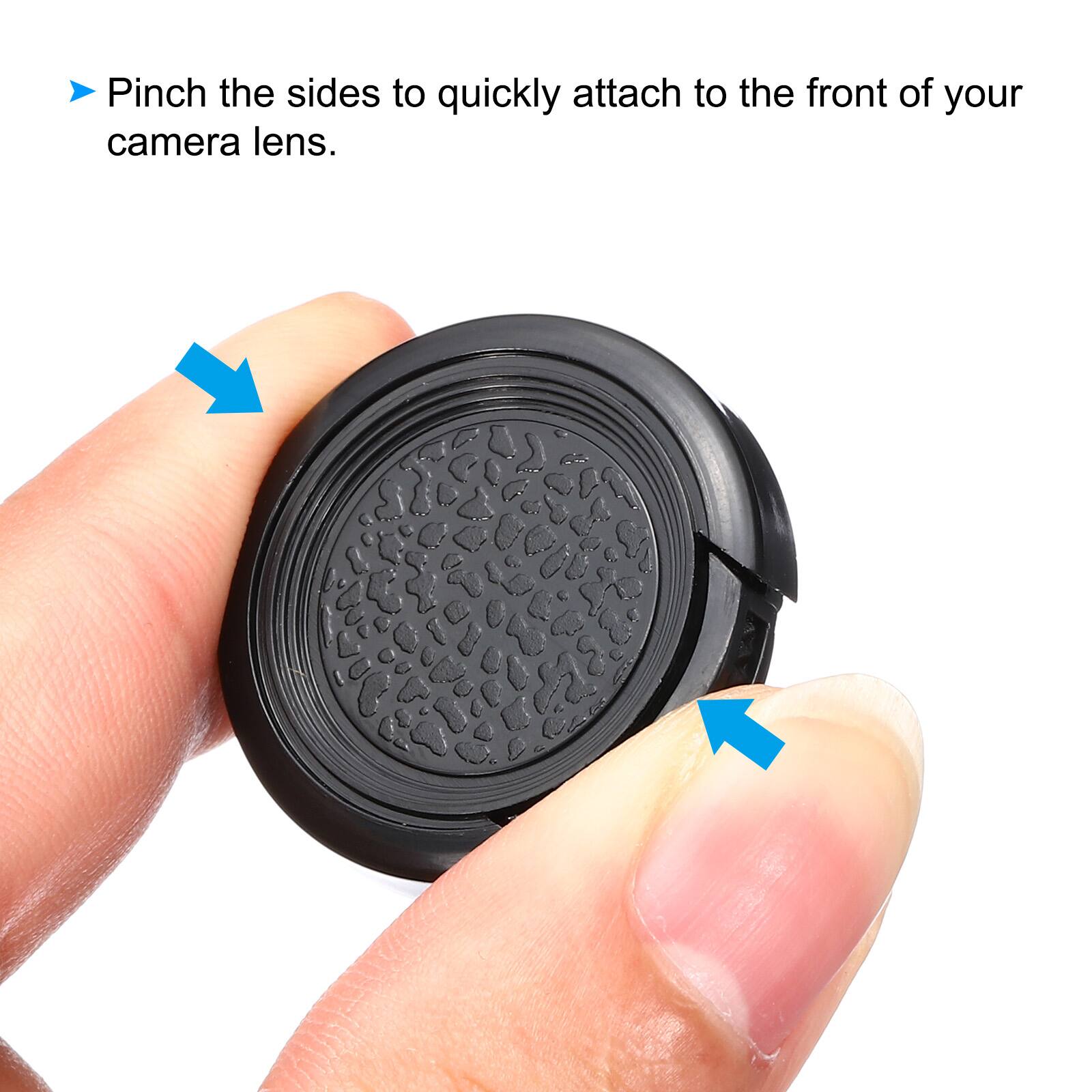 Pinch the sides to quickly attach to the front of your camera lens.