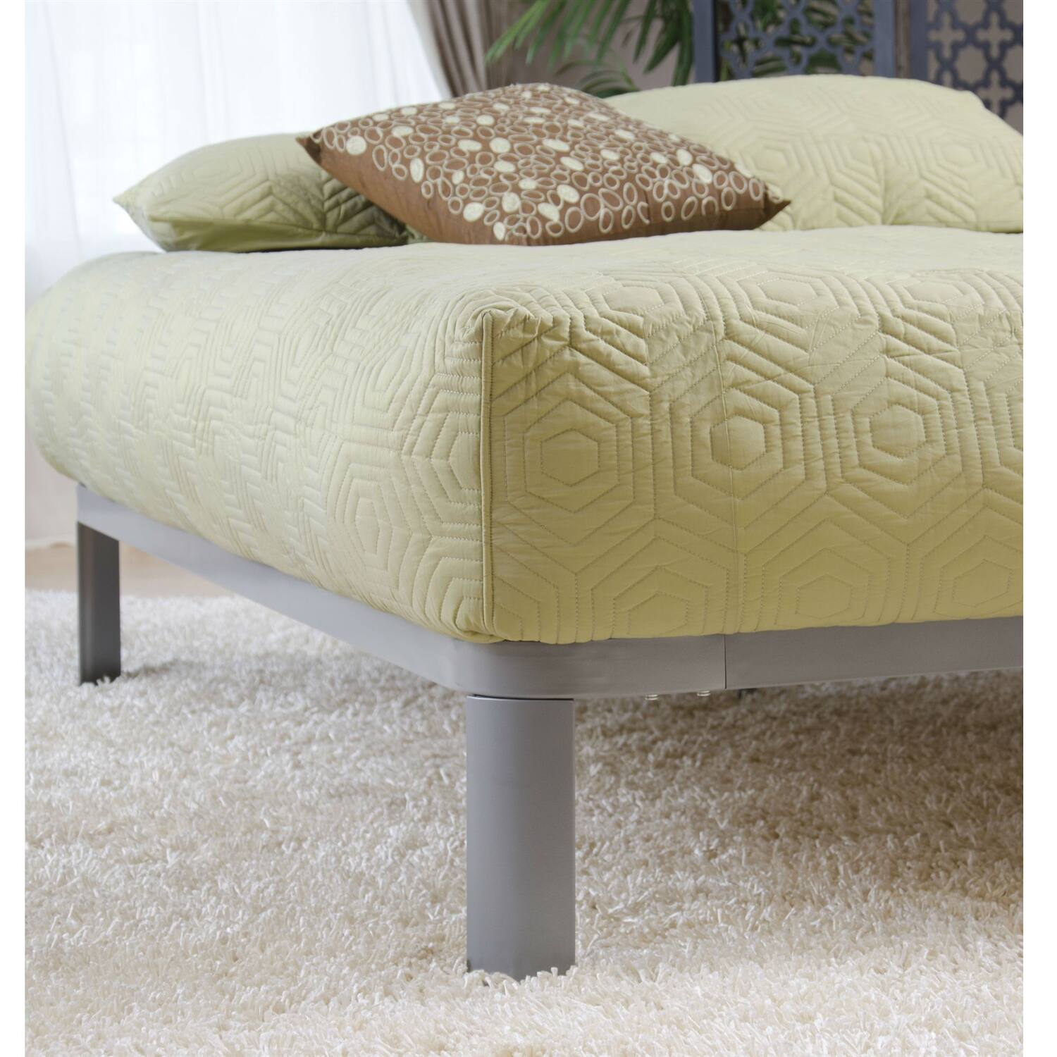 Back. Hivvago - Hivvago Twin size Luna Metal Platform Bed Frame with Wood Slats - Silver.