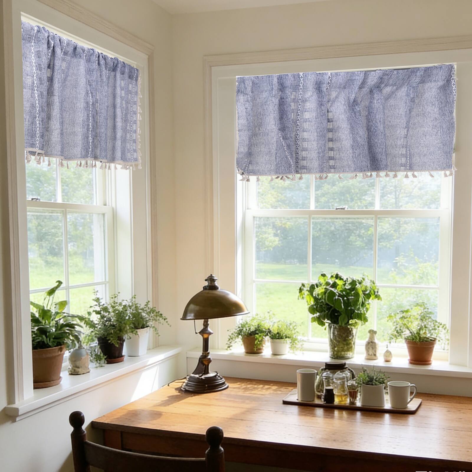 Alt View 5. Unique Bargains - Curtain Valances, 37"x52" Semi Sheer w/Hook for Small Windows Living/Bed/Bath/Kitchen, Set of 1 Panel - White.