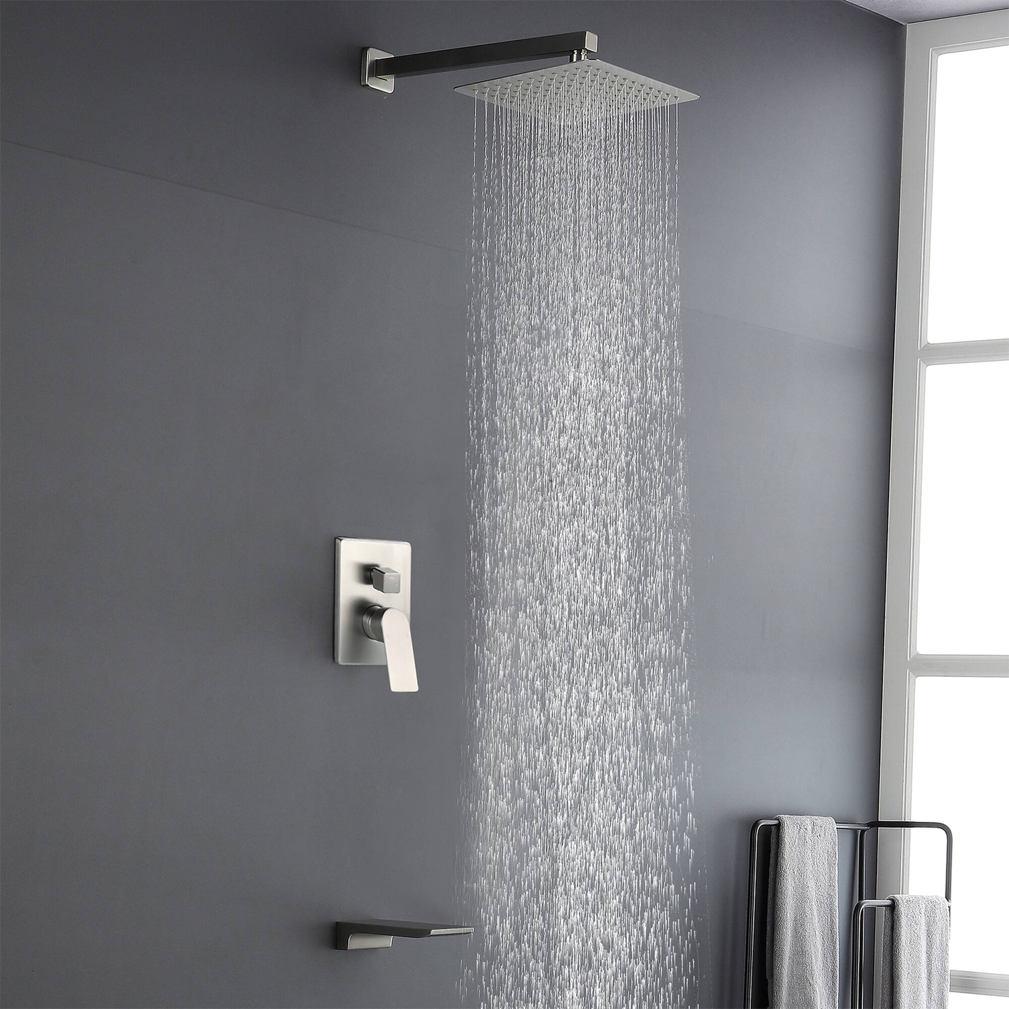 Alt View 3. Boyel Living - Brushed Nickel 10-Inch Rain Shower System Brass SUS304 2-Function Valve Waterfall Spout cUPC - Brushed Nickel.
