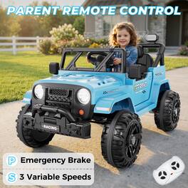 ANPABO - 12V Ride on Toys for Toddlers, Electric Ride On Car for Kids, Remote Control, Bluetooth, Music, 3 Speeds - Blue