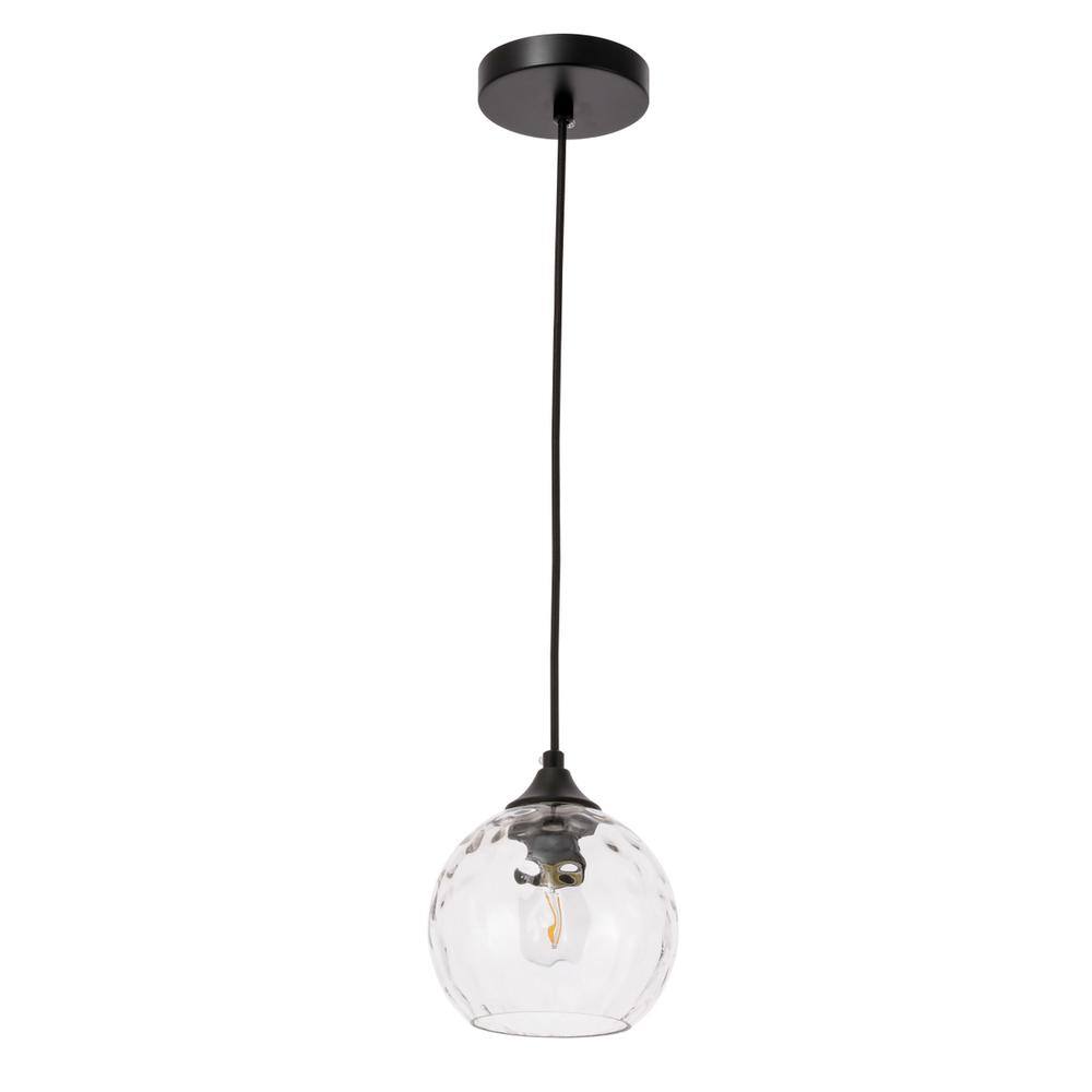 Alt View 4. Living District - Cashel 1 light Black and Clear glass pendant - Black And Clear Glass.