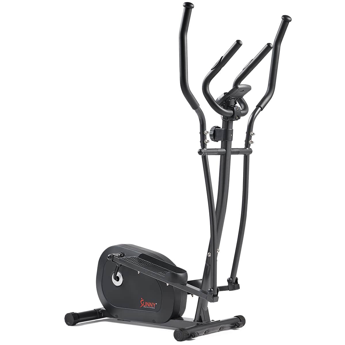 Front. Sunny Health & Fitness - Smart Compact Magnetic Elliptical - Dark grey.