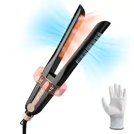 NICEBAY - Airflow Styling, Hair Straightener, 1 inch Curling Wand Cool Air Vent, 5 Temp, Universal Voltage, Air Vents - Black