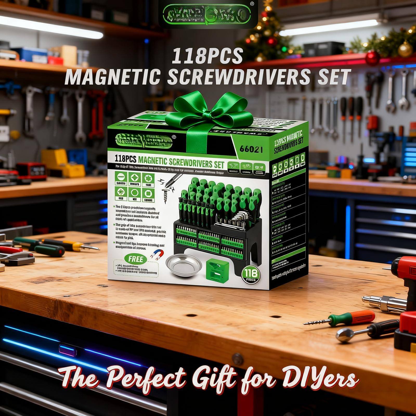 118PCS MAGNETIC SCREWDRIVERS SET

The Perfect Gift for DIYers