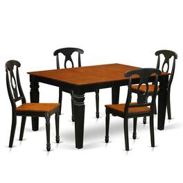 East West Furniture - 5 Pc Kitchen table set with a Kitchen Table and 4 Wood Dining Chairs in Black - Black & Cherry