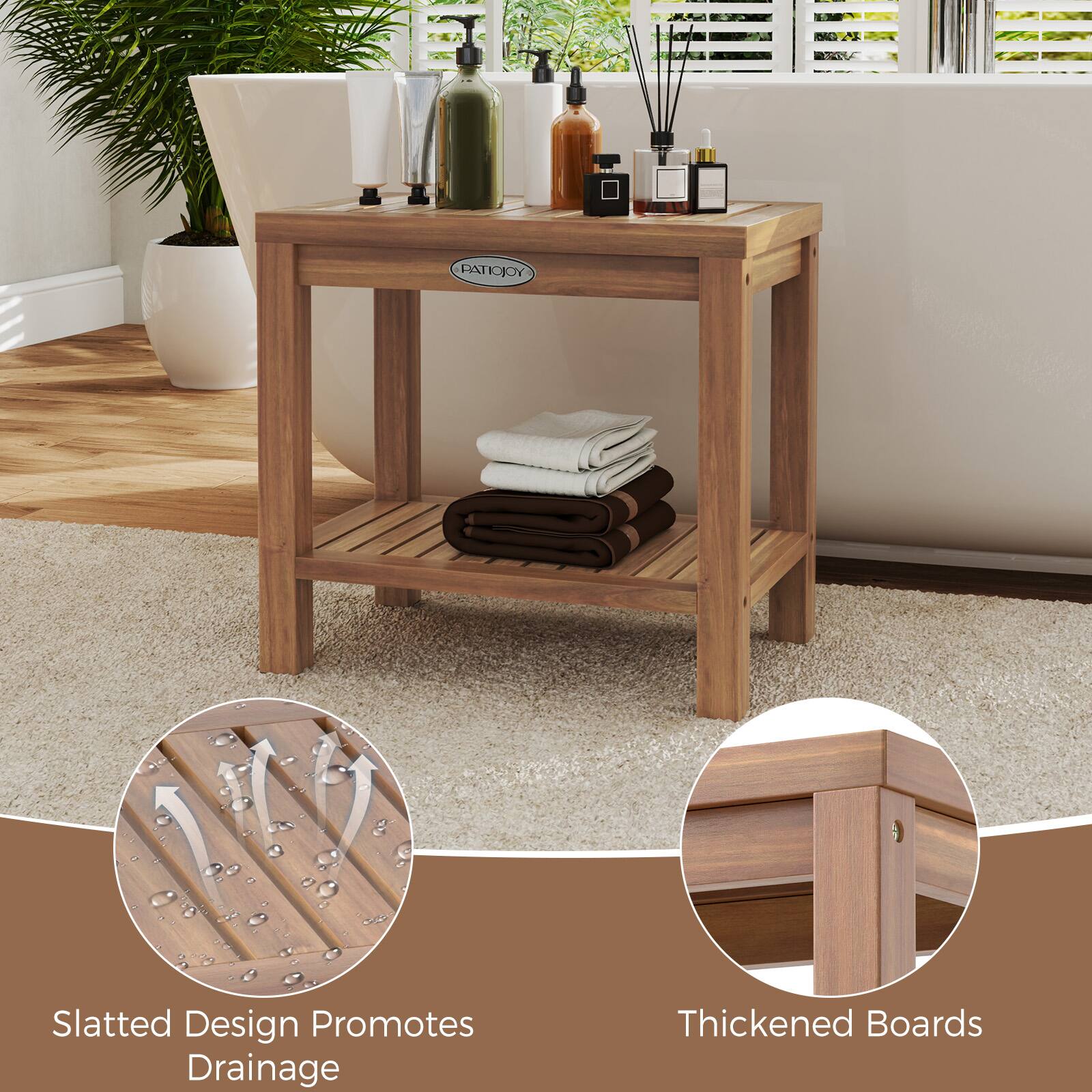 Slatted Design Promotes Drainage  
Thickened Boards