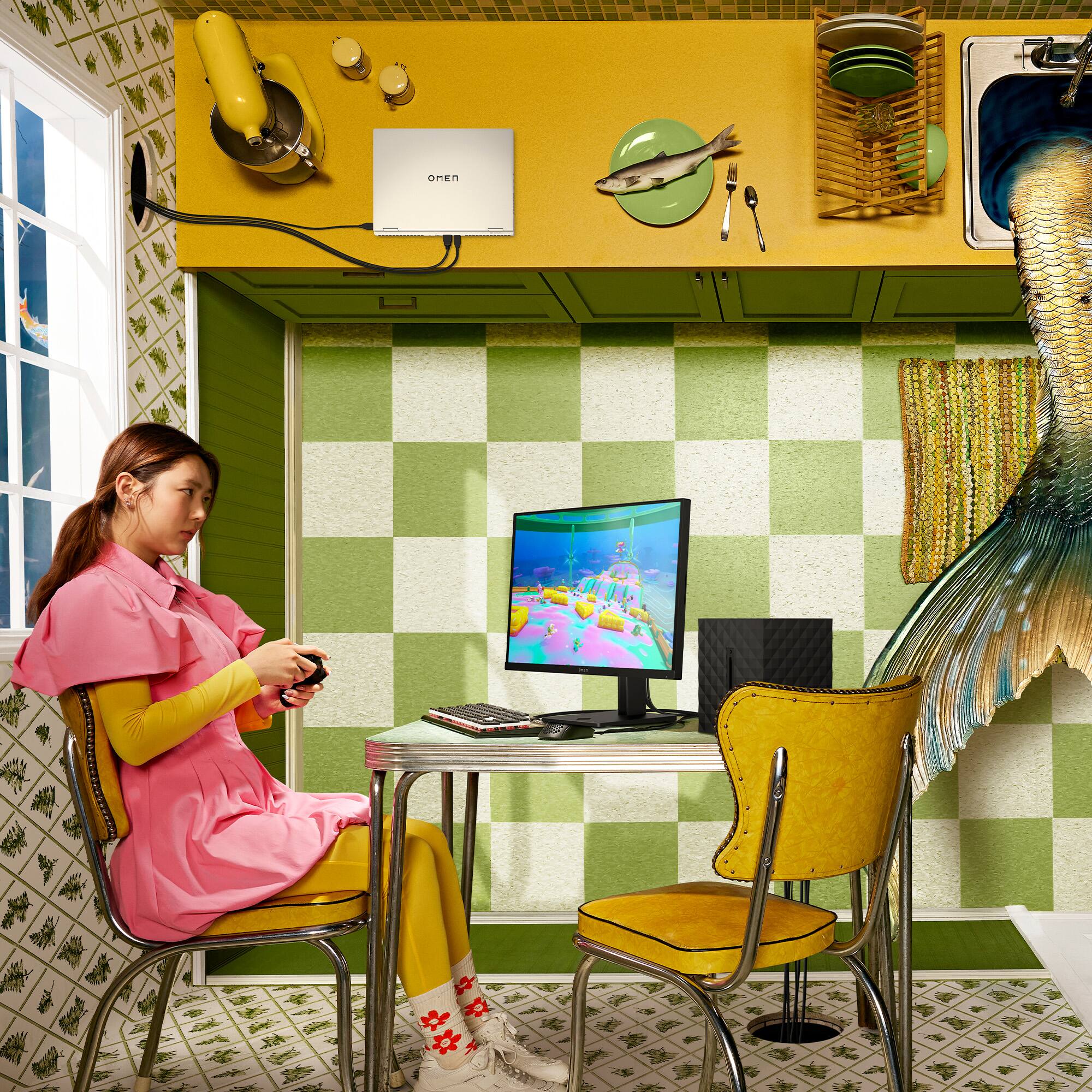 Alt View 17. HP OMEN - 27" IPS LED FHD 240Hz FreeSync and G-SYNC Compatible Gaming Monitor with HDR (DisplayPort, HDMI, USB) - Black.