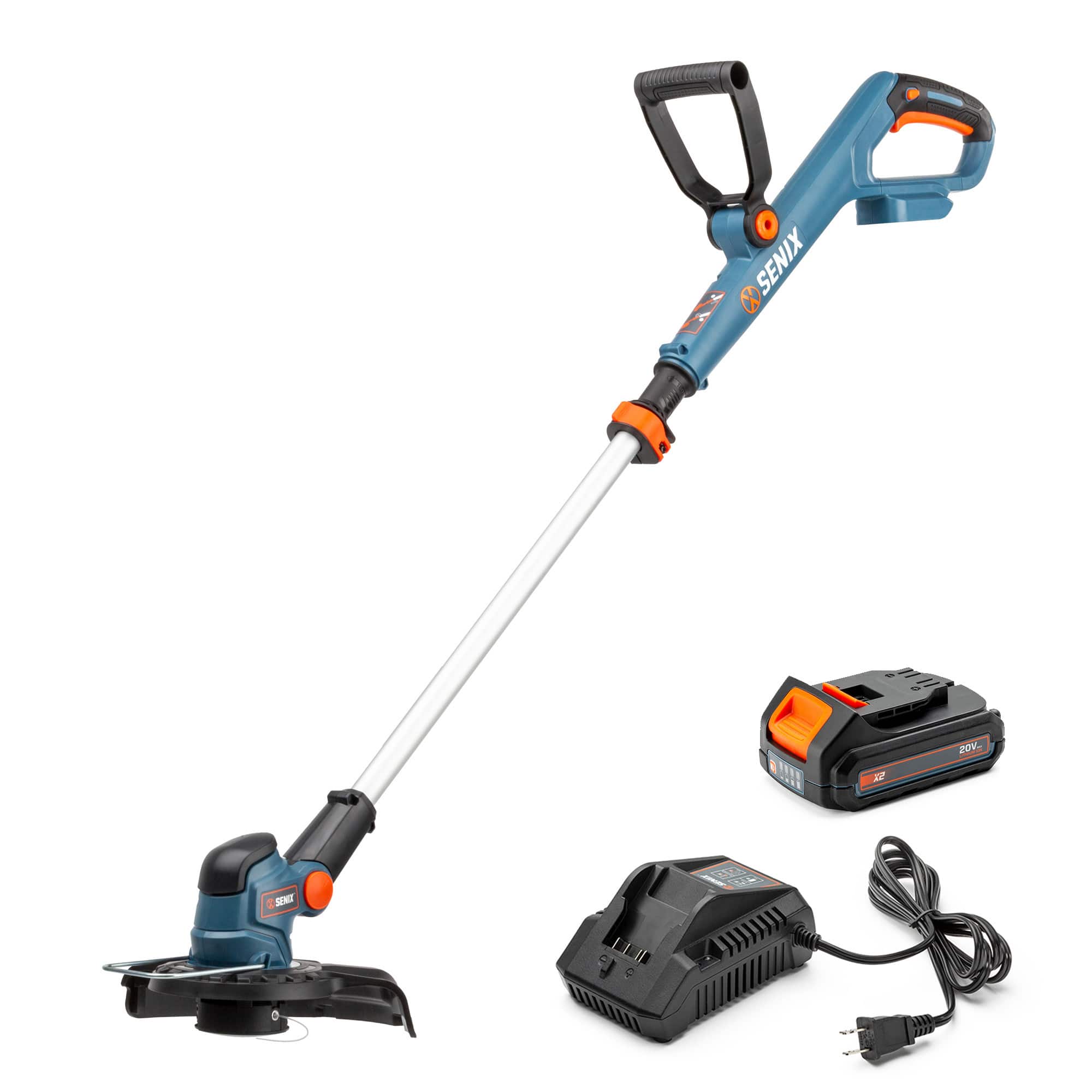 SENIX - X2 20V Max* 10" Cordless String Trimmer (2.5 Ah Battery & Charger Included) - Blue