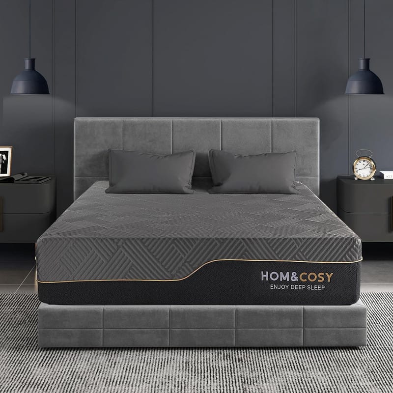 Dyonery - 10 Inch Extra Firm Memory Foam Mattress with Ice Silk Cover, Luxury Cooling Gel Bed Mattresses - Gray
