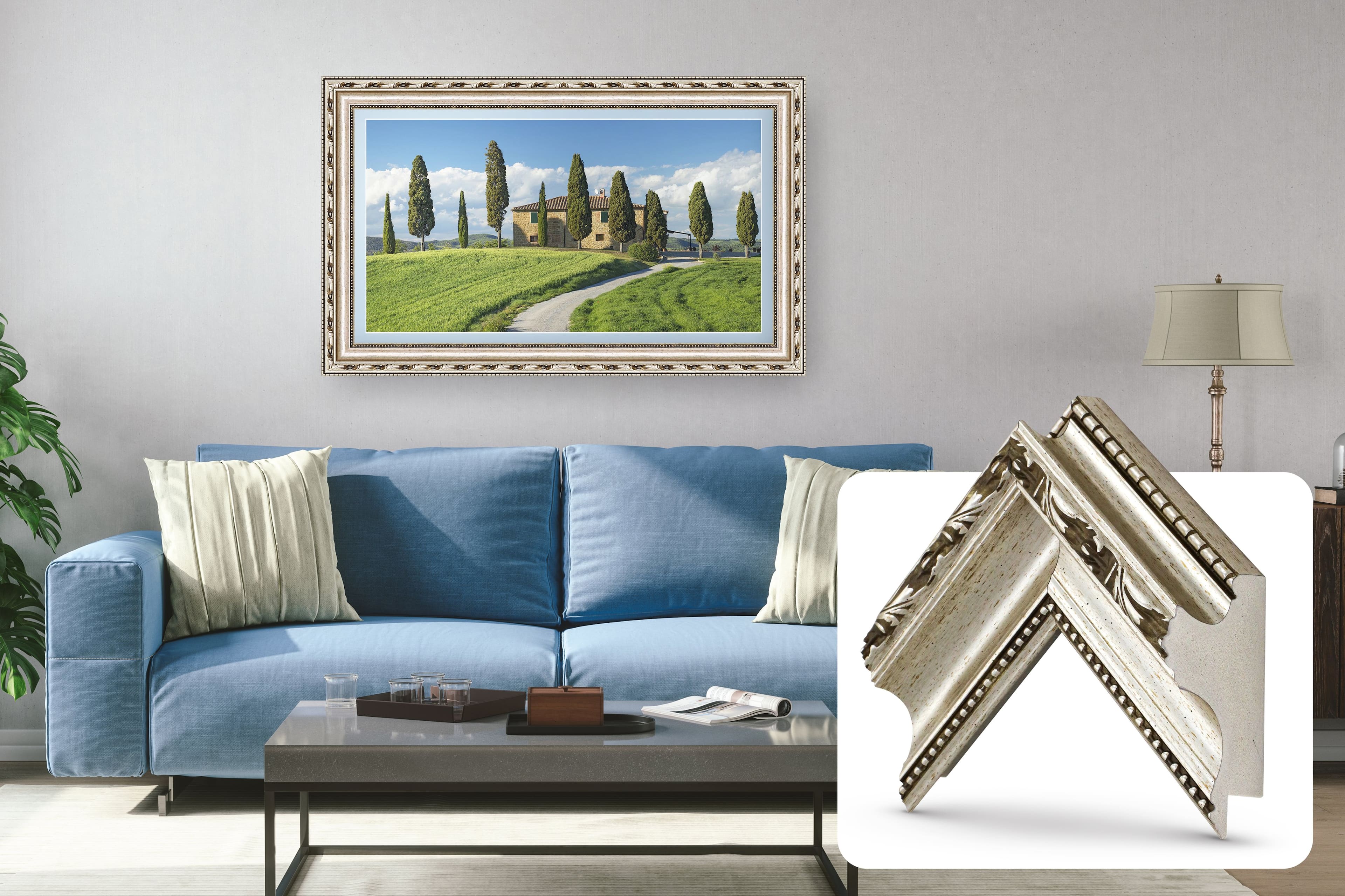 Deco TV Frames - Premiere Bezel for Samsung the Frame TV - 50" - Ornate Silver - Front_Zoom