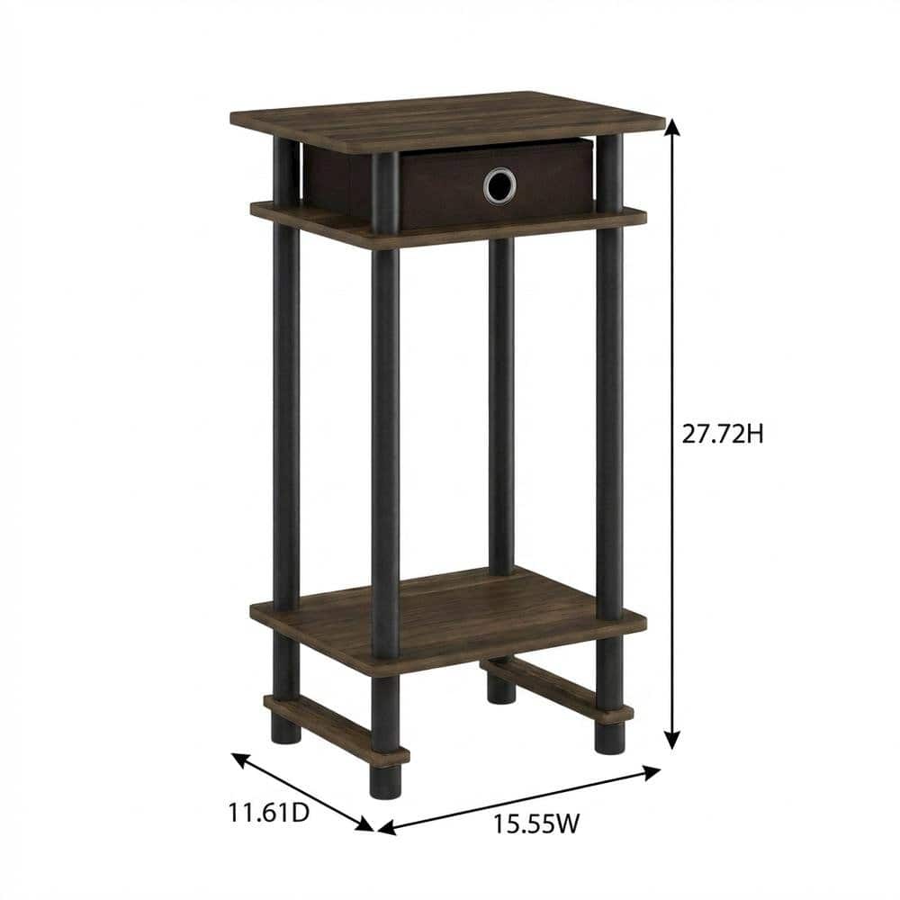 FurniFact - Tall end table with storage bin in dark walnut and black finish - Columbia Walnut/Black/Dark Brown price history on PriceWatchPro
