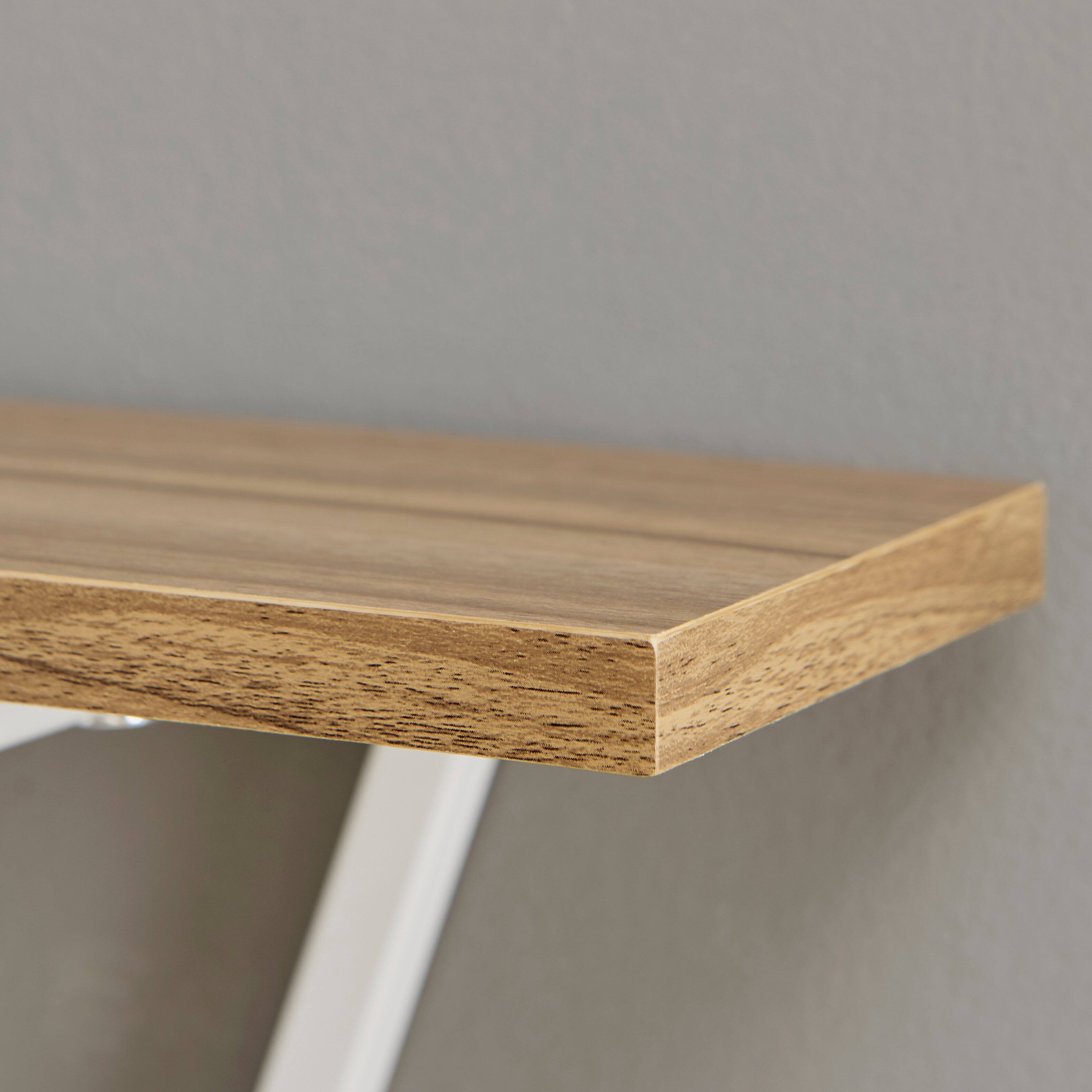 Alt View 5. Danya B - Triangle Accent Wall Shelf - Reversible Configuration - White Metal with Walnut Finish Ledge - White, Light Maple.