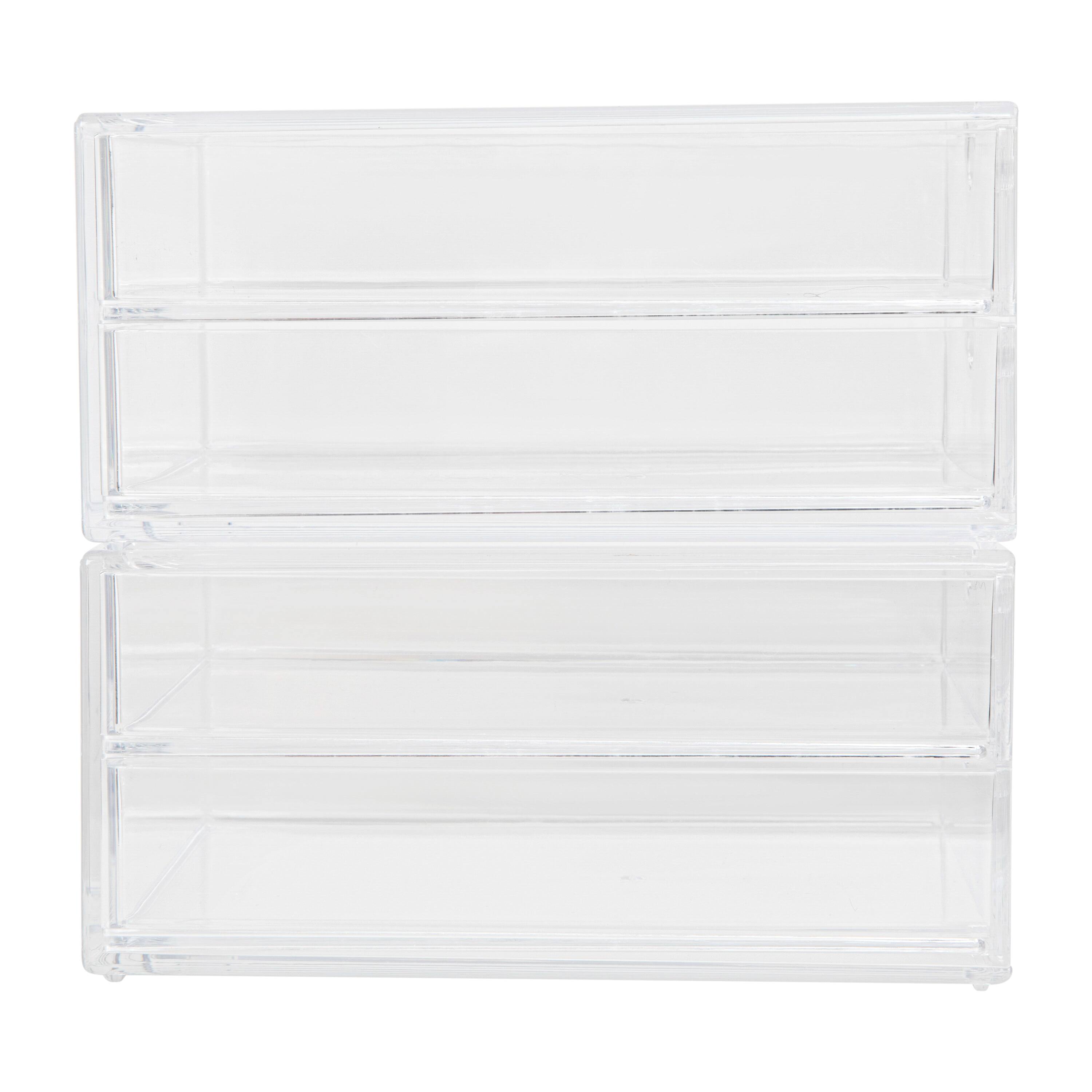 Alt View 17. Martha Stewart - Brody Clear Plastic Desktop Storage with 2 Half Moon Opening Pullout Drawers-2 Pack - Clear.