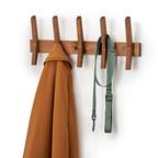 Front. TRINITY - DRAKESTONE Mid-Century Coat Rack w/ 5 Wooden Hooks Walnut - Walnut.