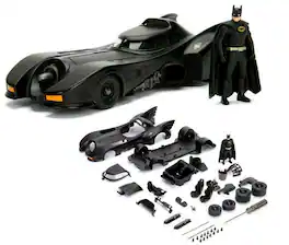 Jada Toys - Build N' Collect 1989 Batmobile & Batman Figure 1/24 Diecast Model Kit - Collectibles - Multicolor