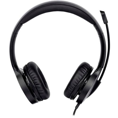 Angle. Monoprice - Monoprice WFH Wired On-Ear Web Meeting Headset – 3.5mm + USB, Lightweight, Inline Controller, Black.