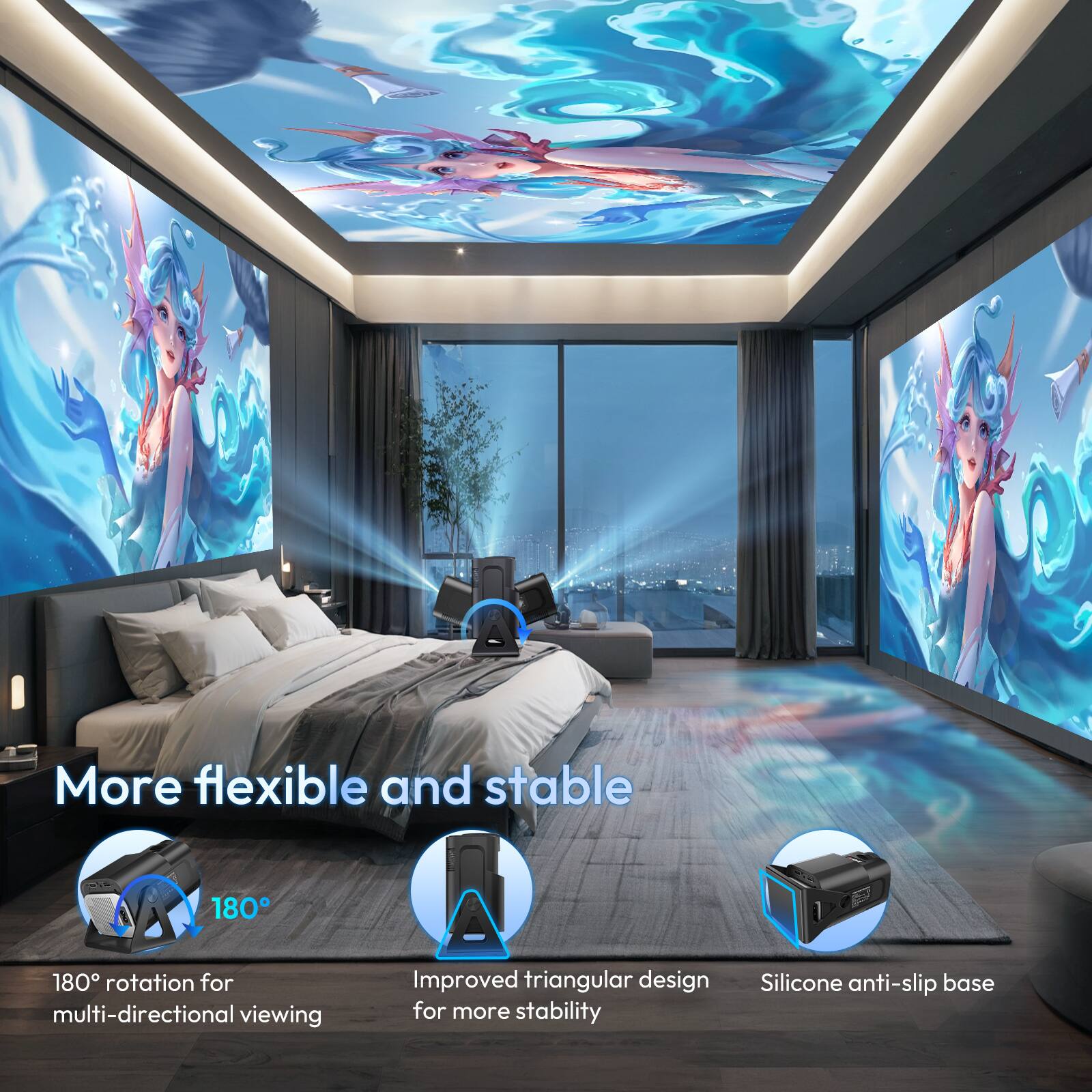 More flexible and stable

180° rotation for multi-directional viewing

Improved triangular design for more stability

Silicone anti-slip base