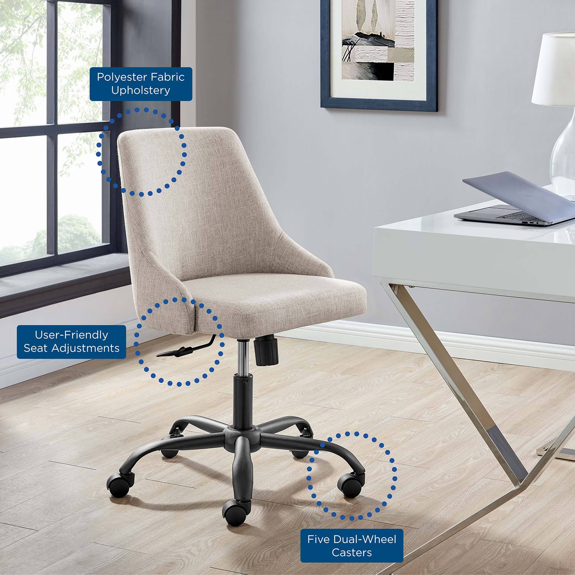 Polyester Fabric Upholstery  
User-Friendly Seat Adjustments  
Five Dual-Wheel Casters