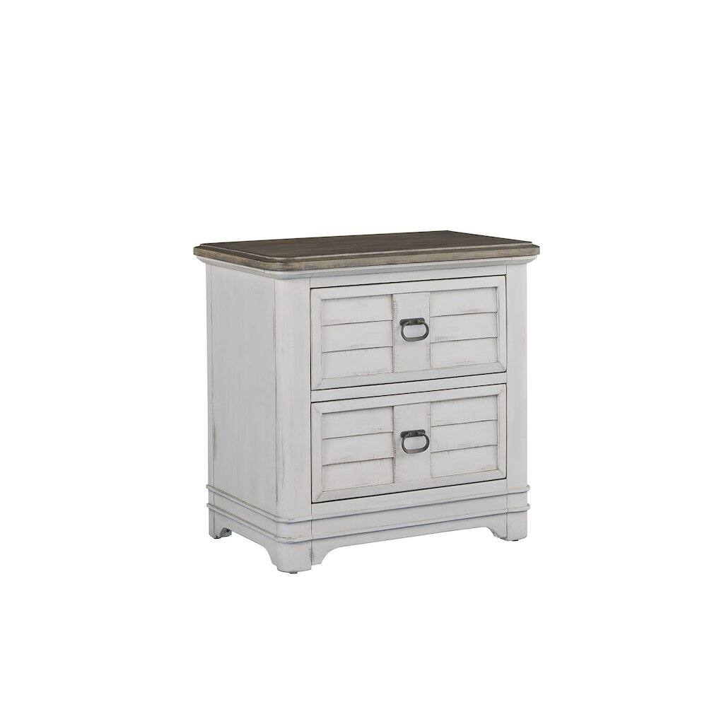 Alt View 1. American Woodcrafters - Meadowbrook 2-Drawer Nightstand - Whitewash - Sand Top - White.