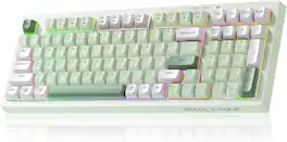 AULA - LEOBOG K99 Wireless Gaming Keyboard Bluetooth Creamy Typewriter Keyboard Full Size RGB Backlit with Number Pad - Green